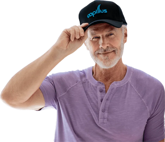 Older man in capillus hat